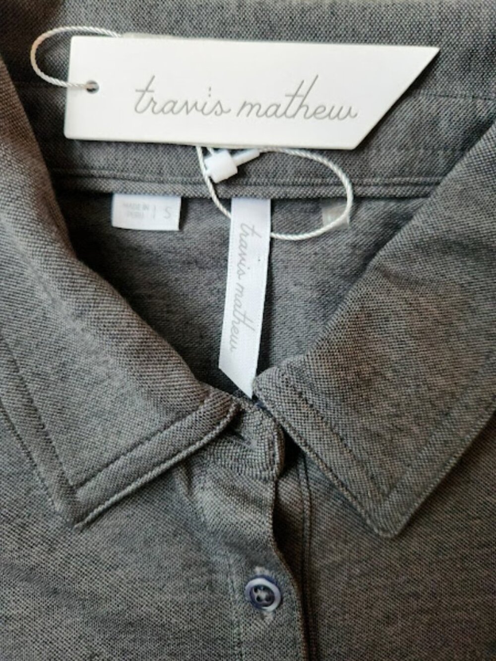 Travis Mathew NWT Small Women's Polo Shirt Golf Performance Grey Short Sleeve